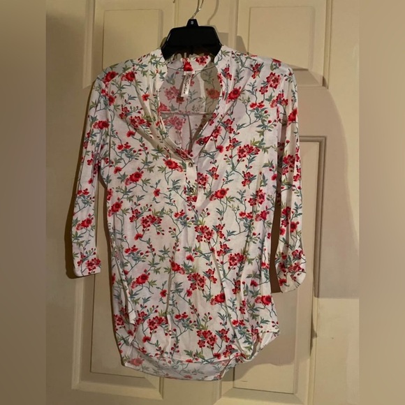 Perseption Tops - Perseption Red Floral Button Down Shirt